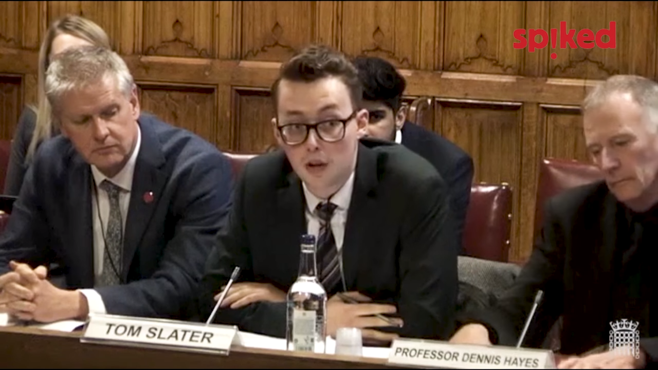 Tom Slater giving evidence on campus censorship to the Joint Committee on Human Rights