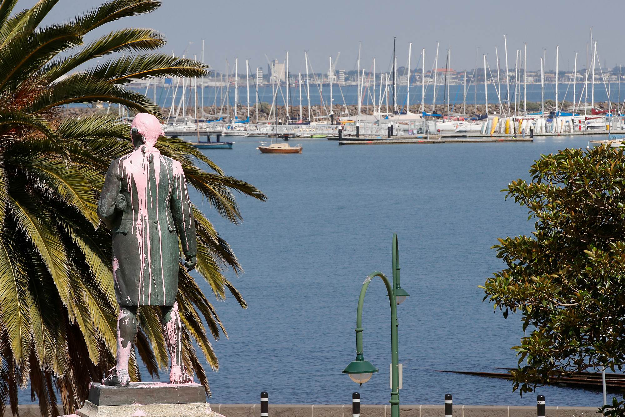 The Captain Cook statue vandalised in Melbourne, Australia, 25 January 2018.