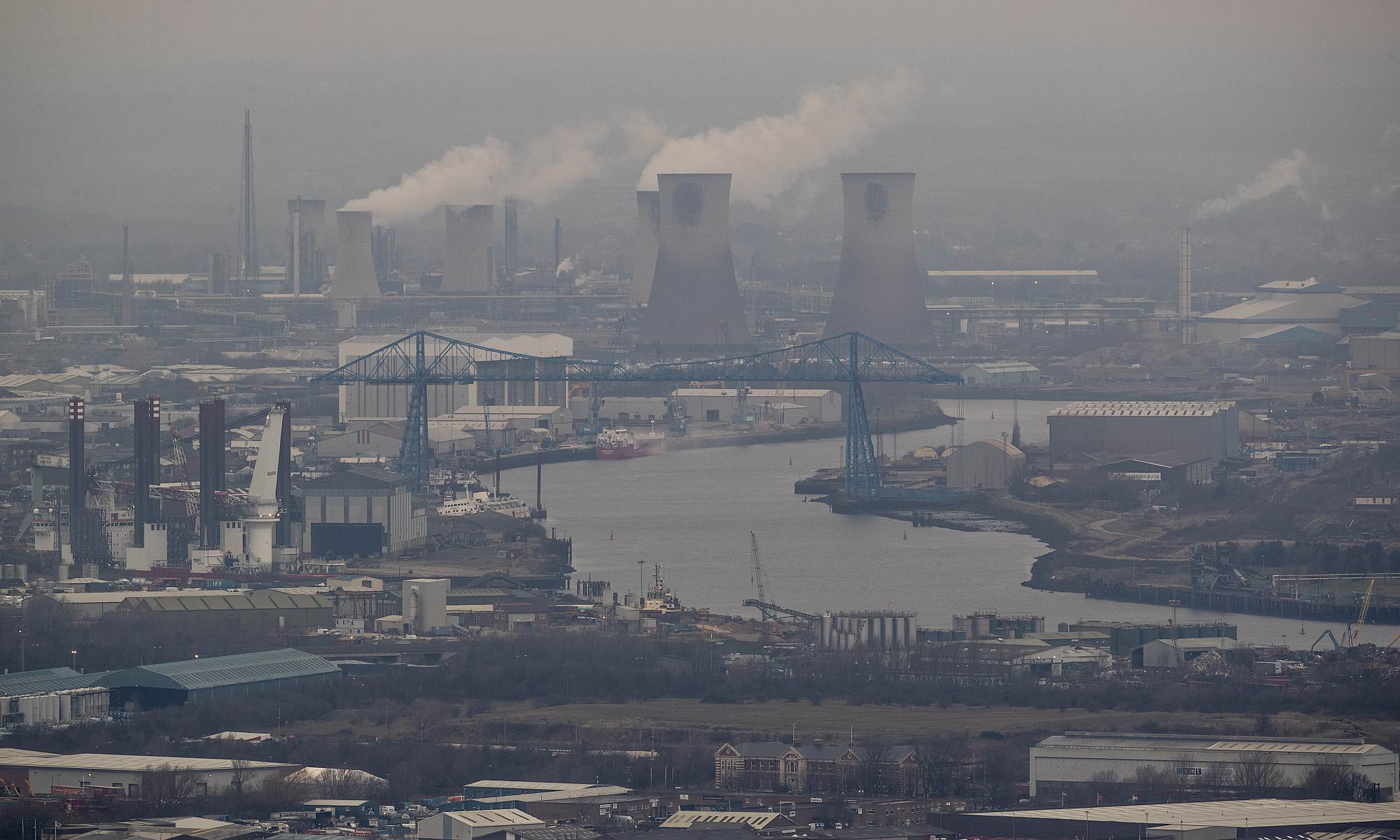A view over the industrial area of Teeside and Middlesbrough, from Eston Nab in North Yorkshire, on 8 February 2017.