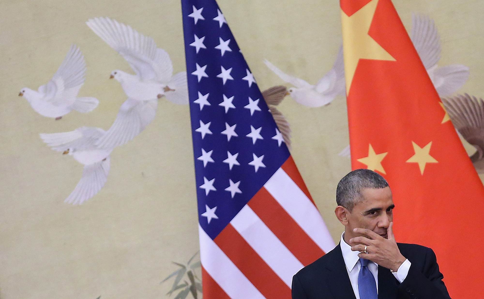 US President Barack Obama attends a press conference with Chinese President Xi Jinping in Beijing, China, 12 November 2014.