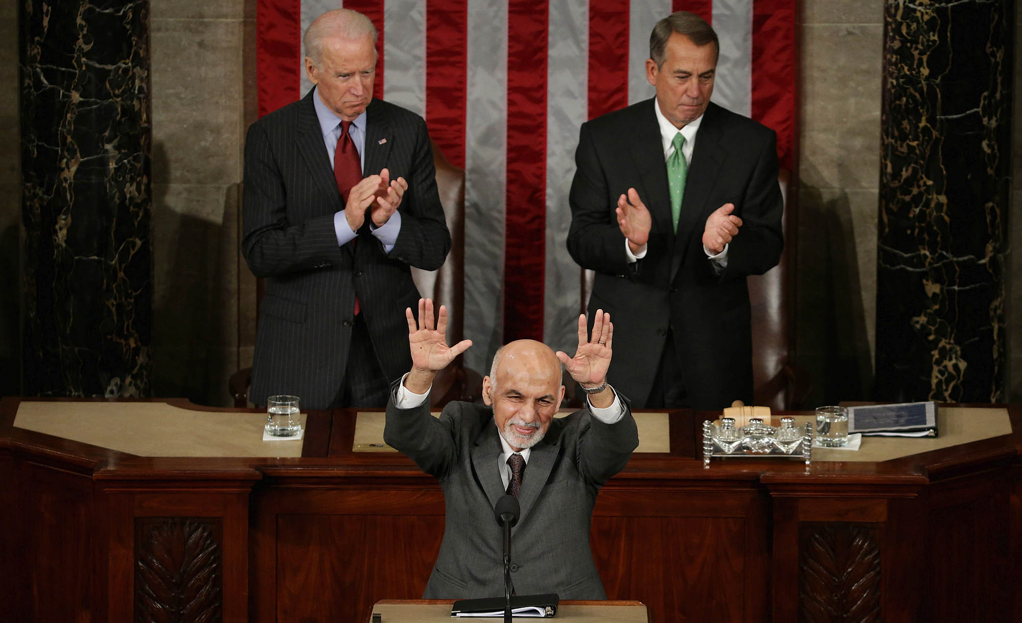 Afghanistan president Ashraf Ghani at a joint meeting of the US Congress with vice president Joe Biden, 25 March 2015, in Washington, DC.