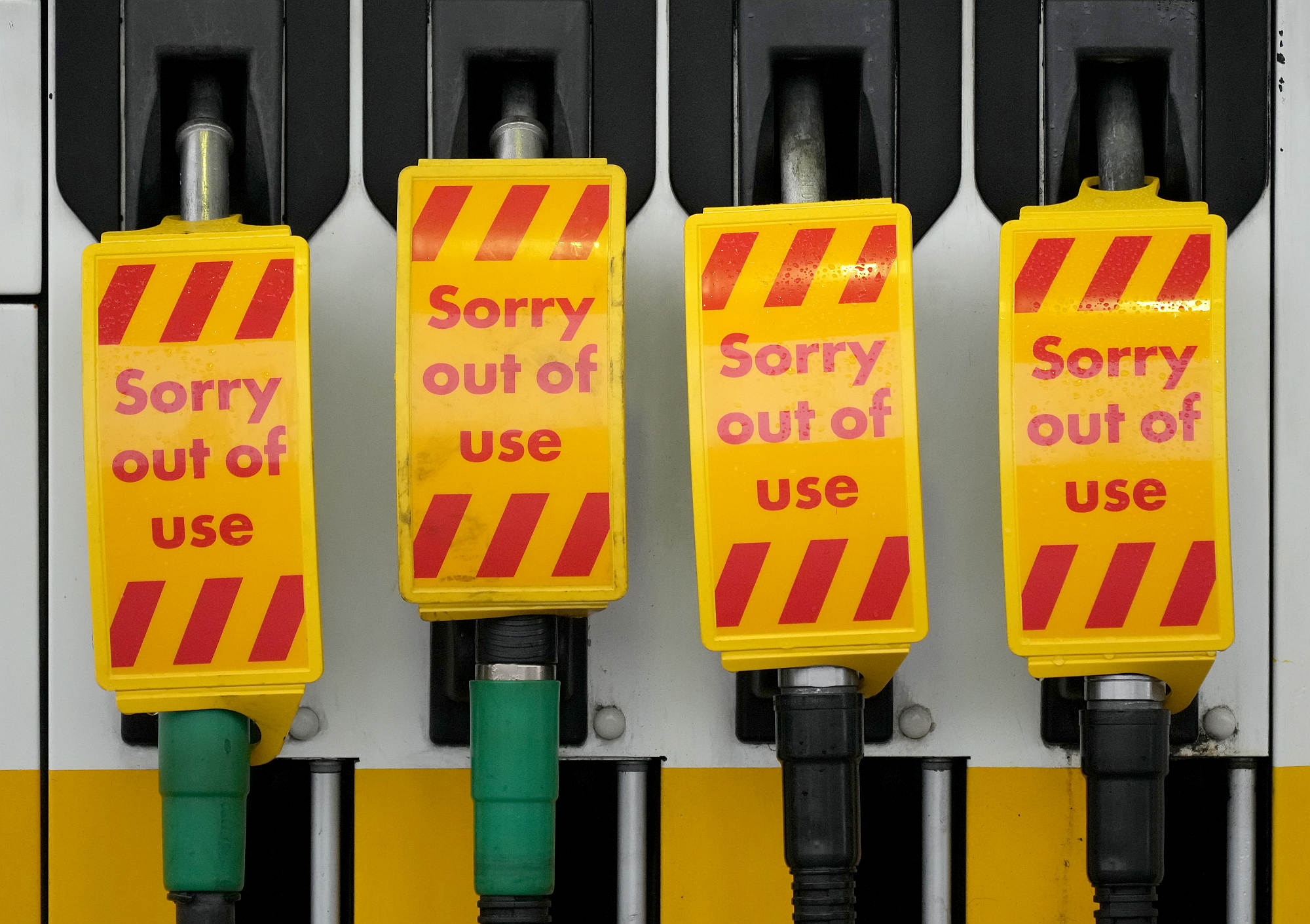 Fuel pumps at a Shell petrol station on 27 September 2021, in Northwich, UK.
