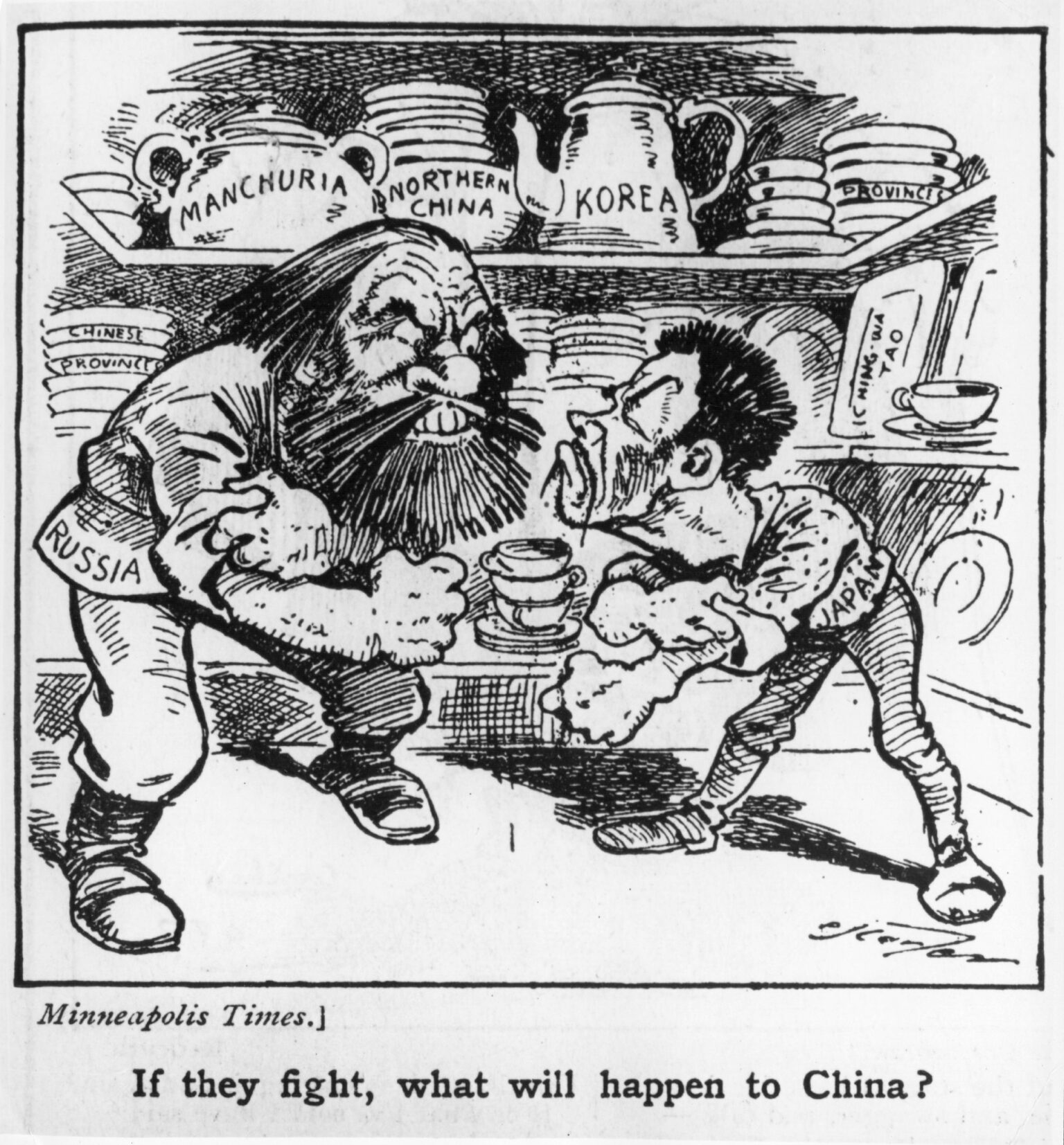A boxing match between Russia and Japan, Minneapolis Times, c. 1904