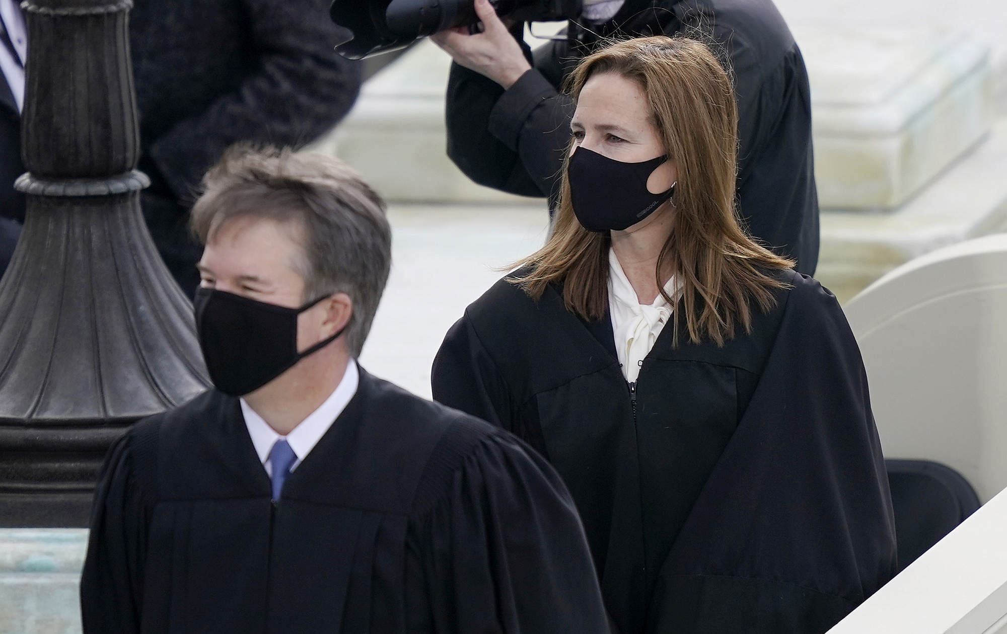Justices Brett Kavanaugh and Amy Coney Barrett arrive at the inauguration of US President Joe Biden, 20 January 2021.