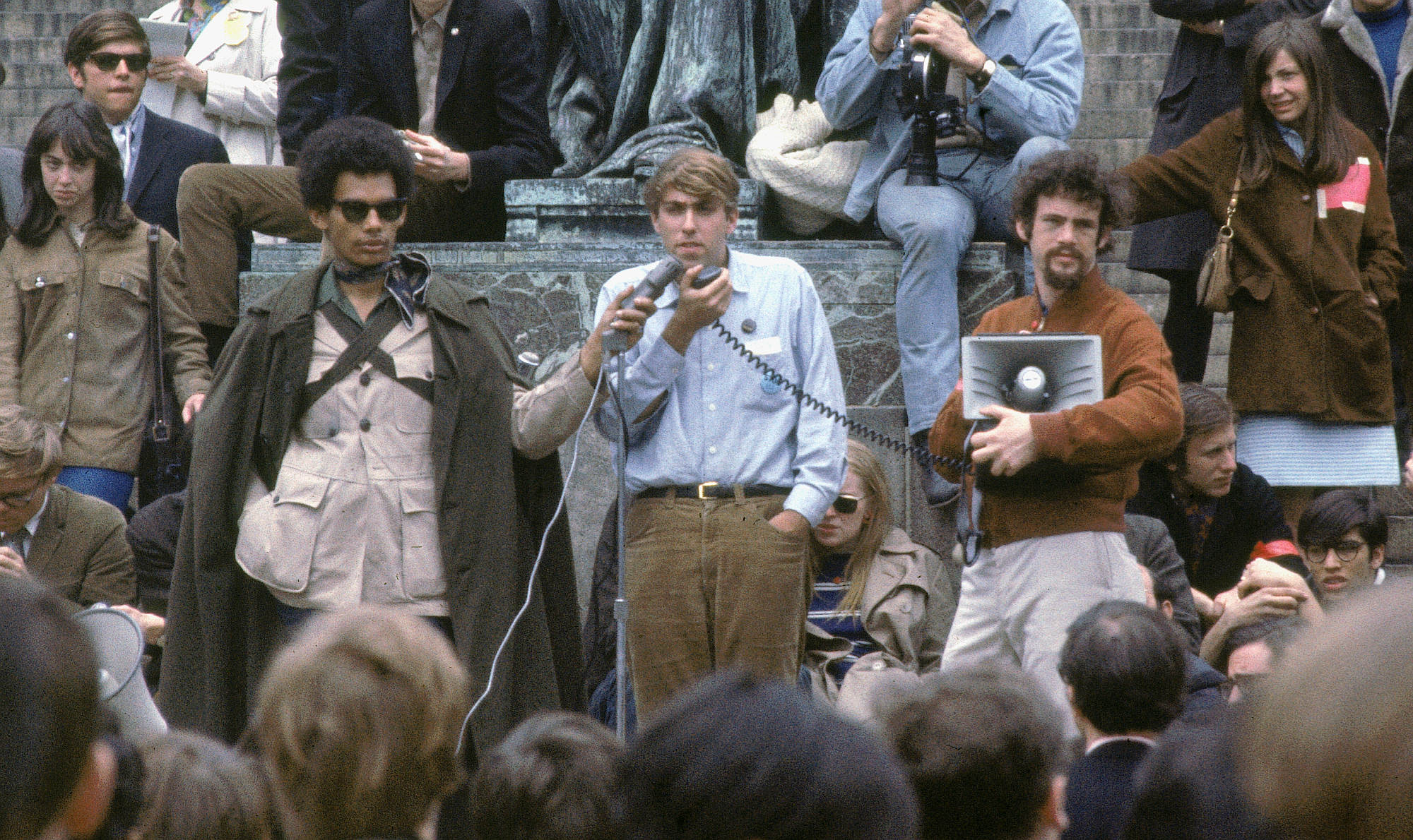 Mark Rudd, then president of Columbia chapter of the SDS, addresses students at Columbia University,1968.