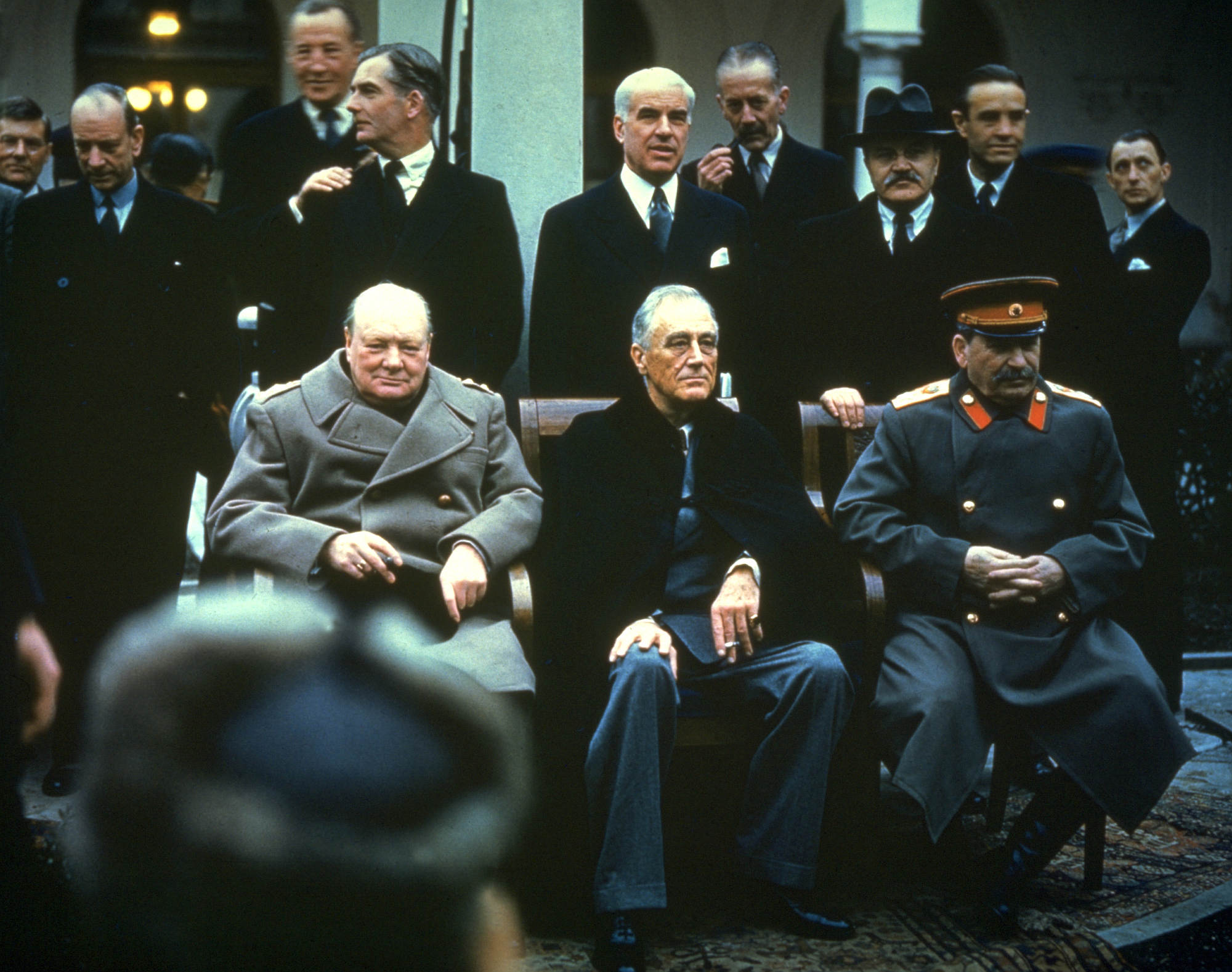 Winston Churchill, Franklin D Roosevelt and Joseph Stalin at the Yalta Conference, February 1945.