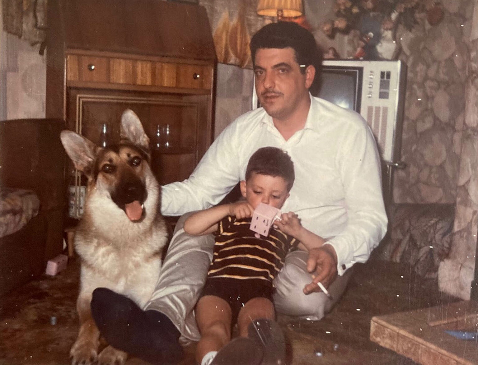 A young Chris McGlade with his father, Terry.