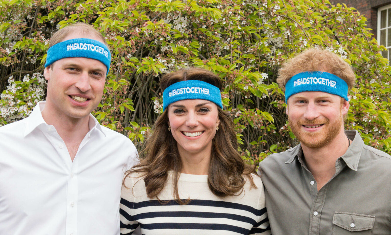 The Duke and Duchess of Cambridge and Prince Harry promote the Heads Together campaign at Kensington Palace, 21 April 2016.