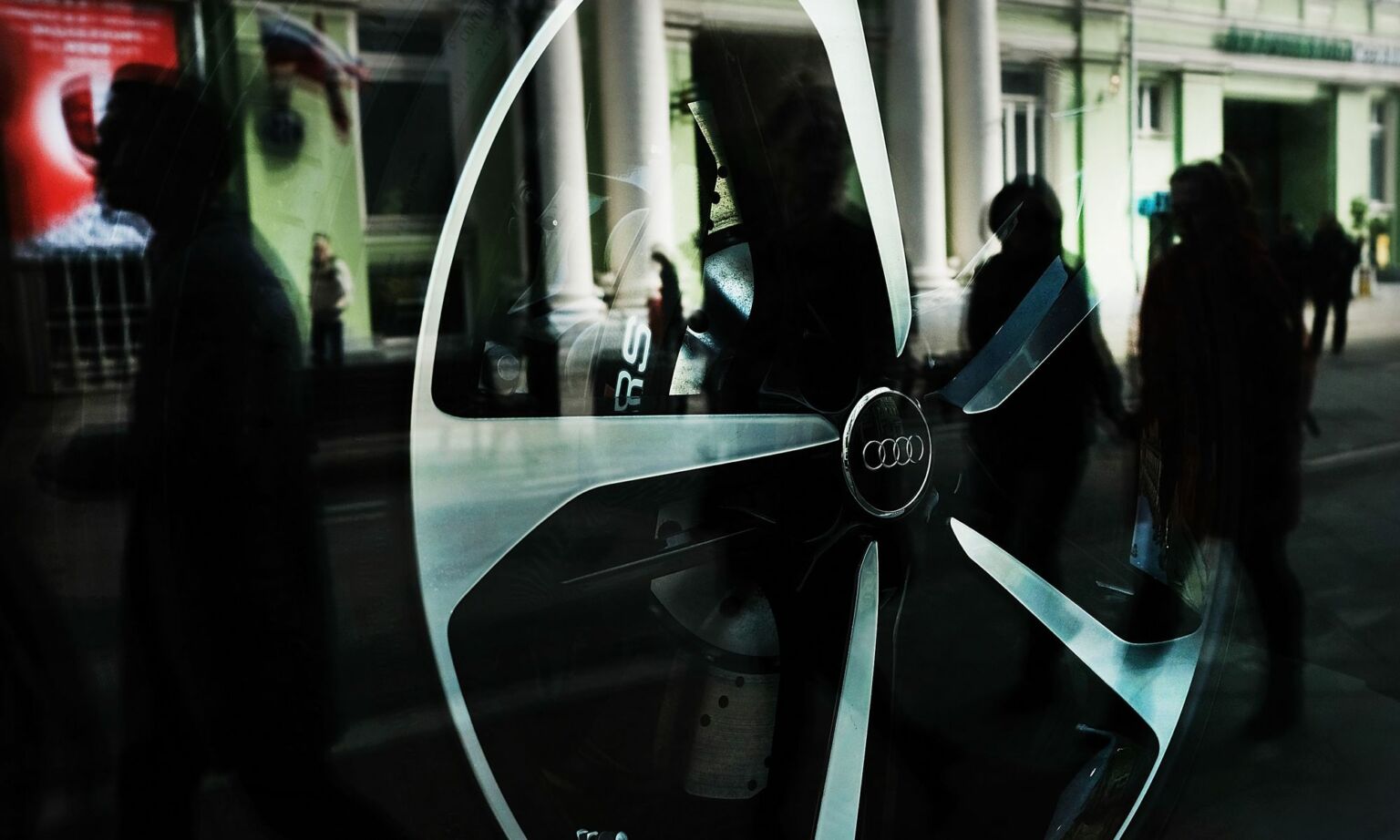 A shop window in Moscow displays an Audi car, 7 March 2017.