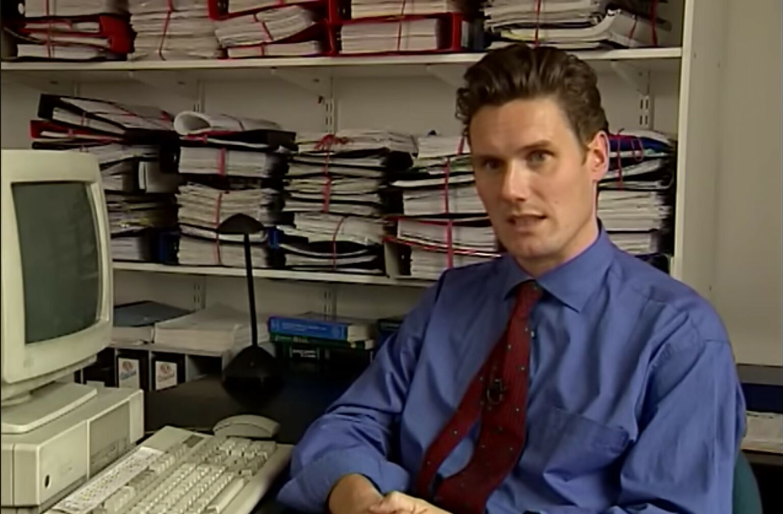 Keir Starmer being interviewed for the McLibel documentary, 1996. (Credit: YouTube.)