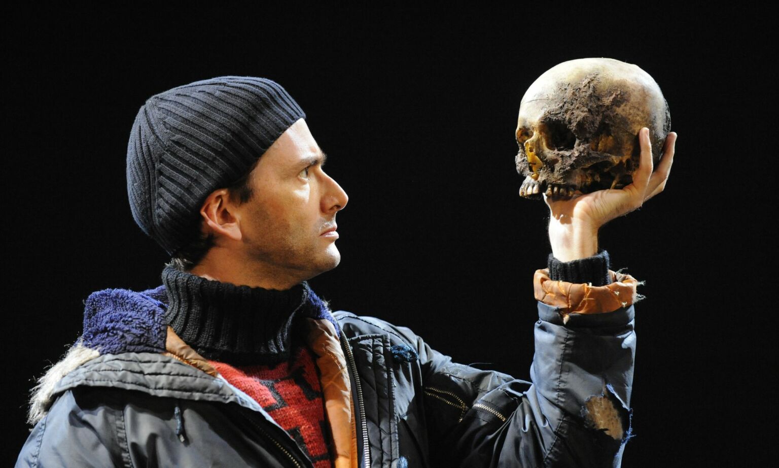 David Tennant (as Hamlet) performs in the Royal Shakespeare Company's production of Hamlet at the Courtyard Theatre in Stratford-upon-Avon.