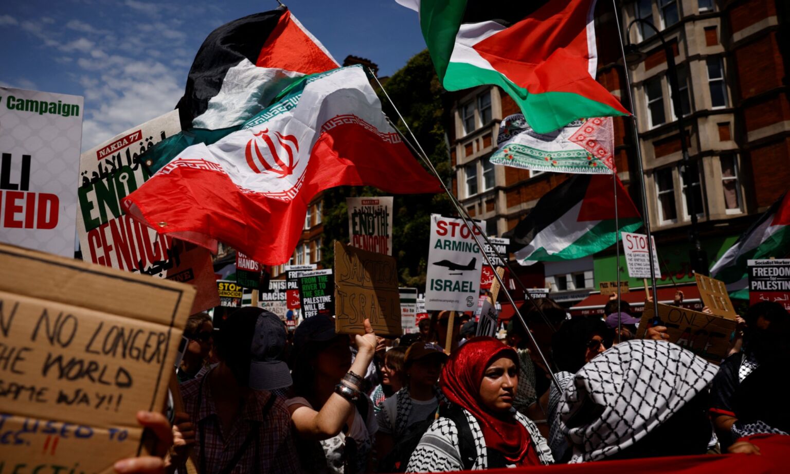 Protesters gather in central London to show support for Iran, 21 June 2025
