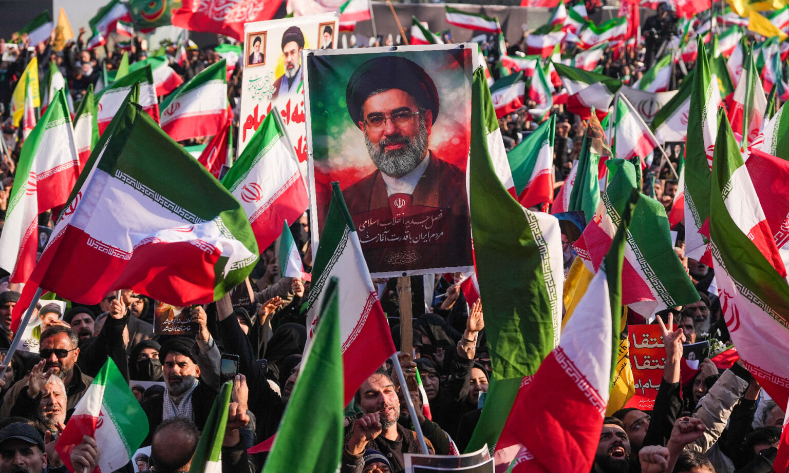 A pro-regime rally for Iran's new Supreme Leader Ayatollah Mojtaba Khamenei inTehran, 9 March 2026,