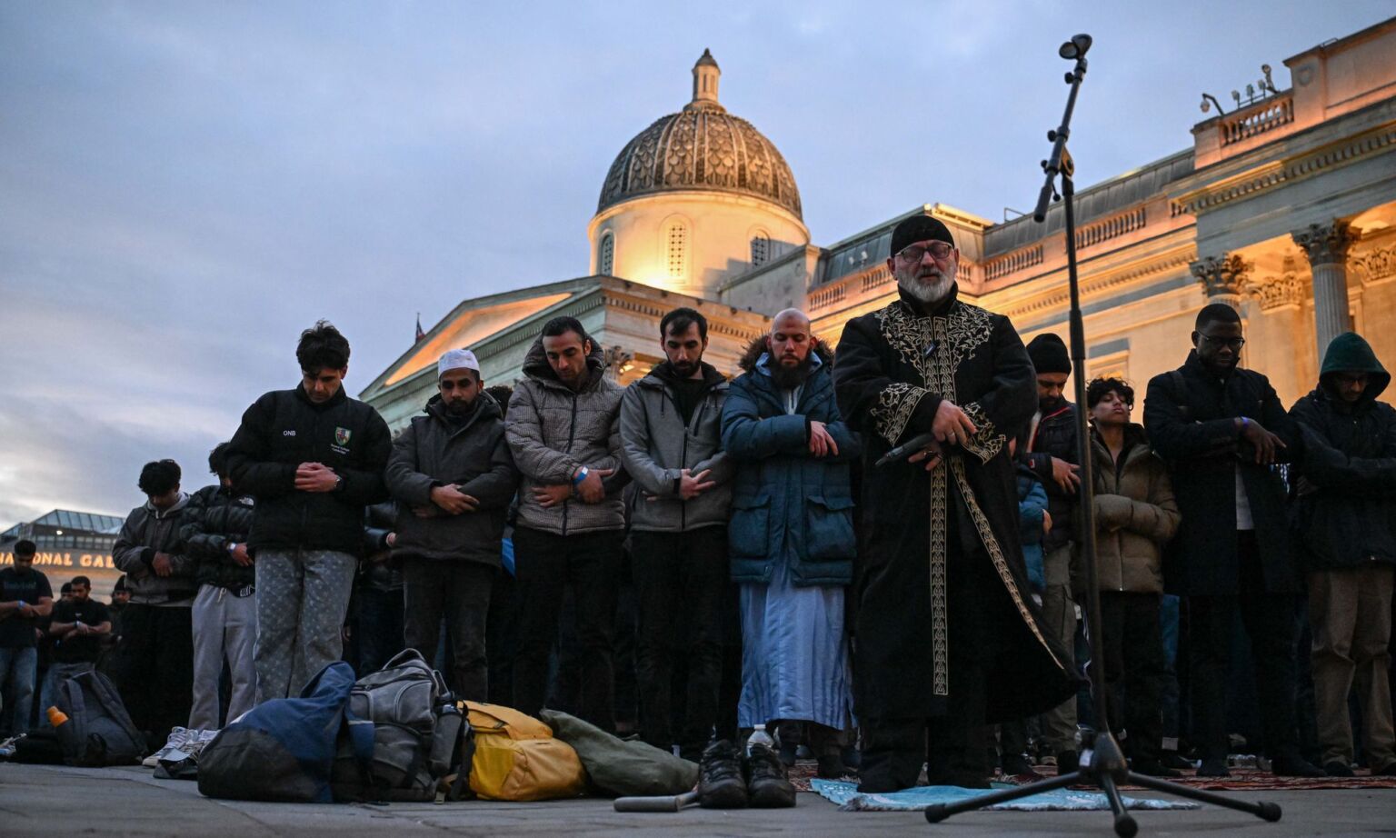An Iftar event for 2,000 people is held at Trafalgar Square in London, 16 March 2026.