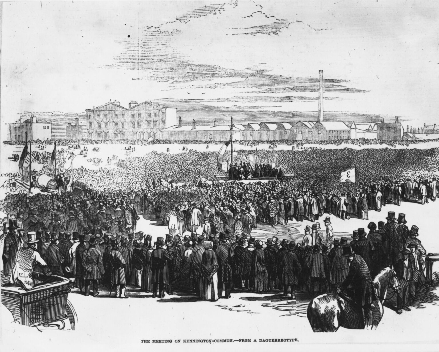 The Great Chartist Meeting held on Kennington Common in April 1848 as published in the Illustrated London News.